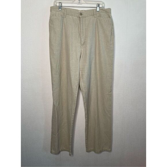FDJ French‎ Dressing Women Linen / Cotton Pants Beige Gray Straight Leg Size 16 - Picture 4 of 11